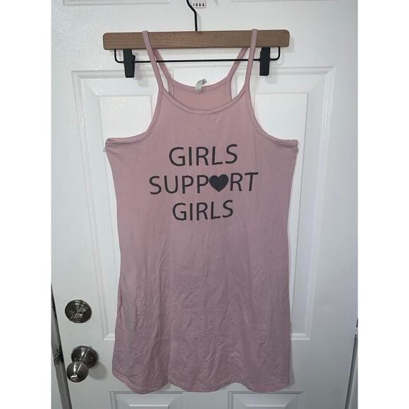Girls Support Girls Pink Sleeveless Tank Dress Medium - Picture 1 of 3